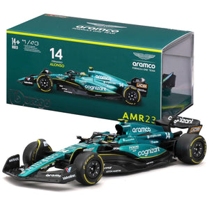 Bburago 1:43 Aston Martin F1 AMR23 Fernando Alonso Model Car With Helmet