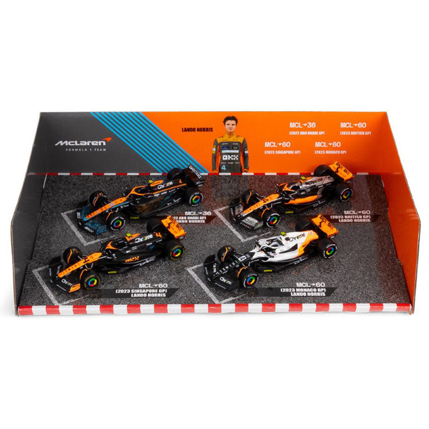 Burago 1/43 Mclaren F1 Lando Norris #4 Highlights 4 Car Model Set