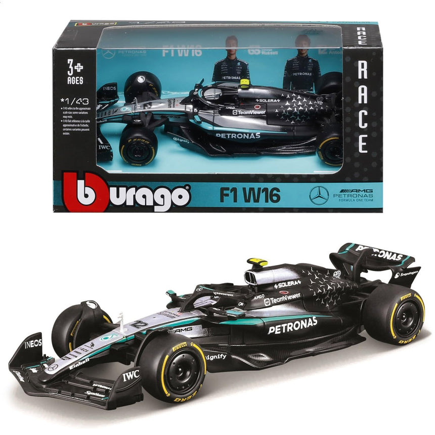 Burago 1:43 Scale Mercedes AMG Petronas W16 2025 #12 Kimi Antonelli Model Car