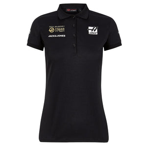 Haas F1 Team Ladies Black Replica Drivers Polo Tee Shirt