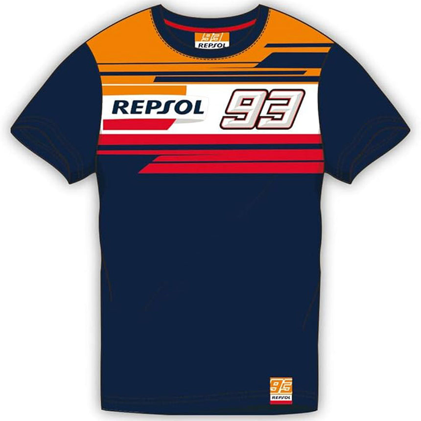 Repsol Racing Moto GP Marc Marquez 93 Kids Navy Dual Print Moto GP Tee Shirt