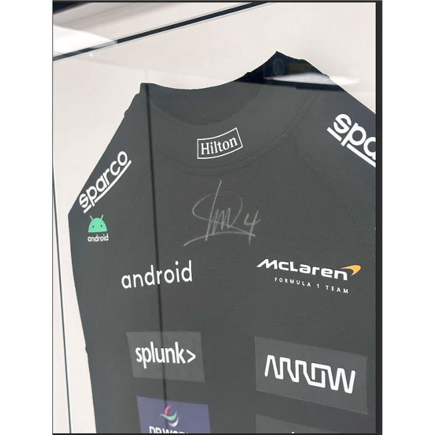Lando Norris Signed Official McLaren 2023 Replica Nomex In Display Frame