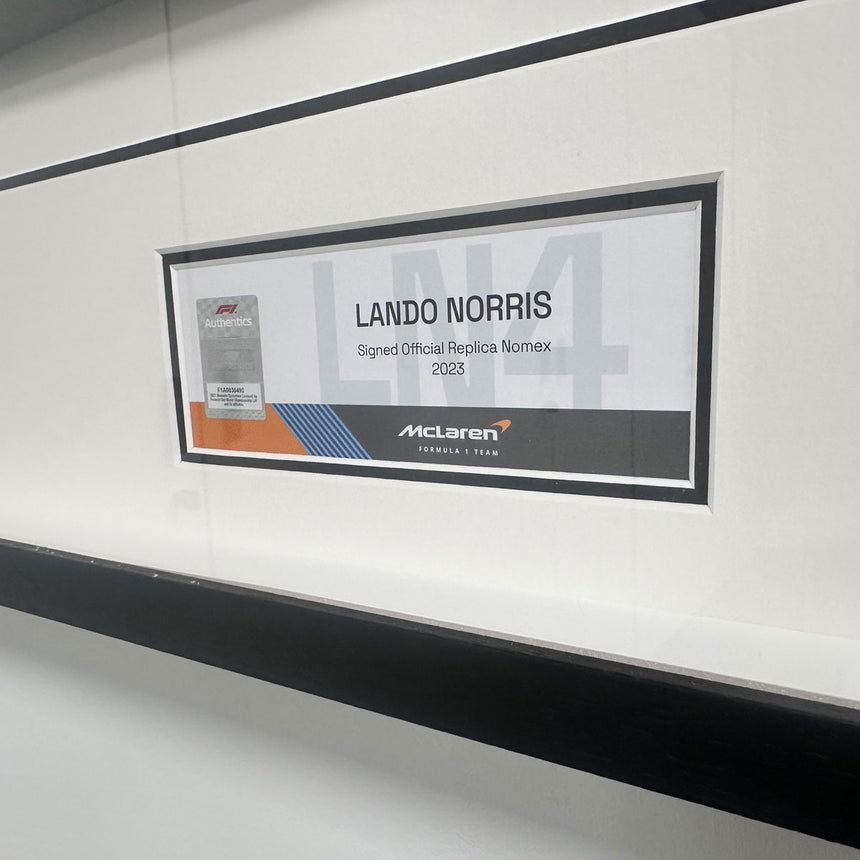 Lando Norris Signed Official McLaren 2023 Replica Nomex In Display Frame