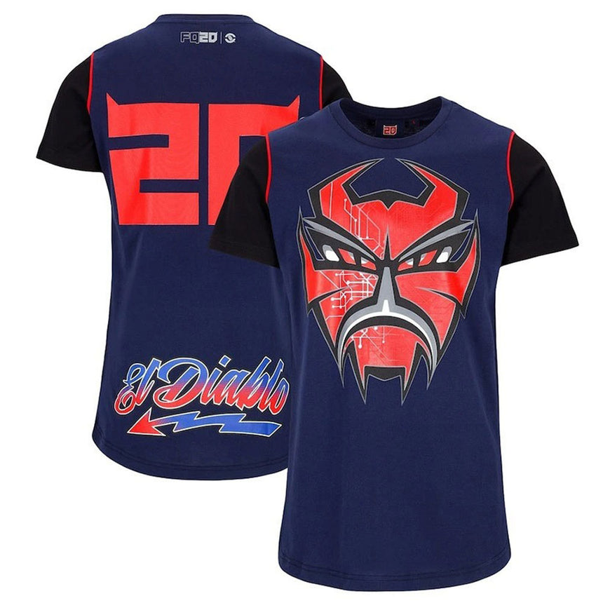 Fabio Quartararo Moto GP #20 Blue Large Big Diablo Front & Back Print Tee Shirt