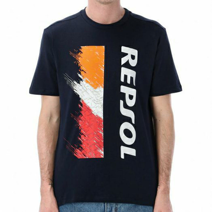 Repsol Racing Navy Large Vertical Print Tee Shirt
