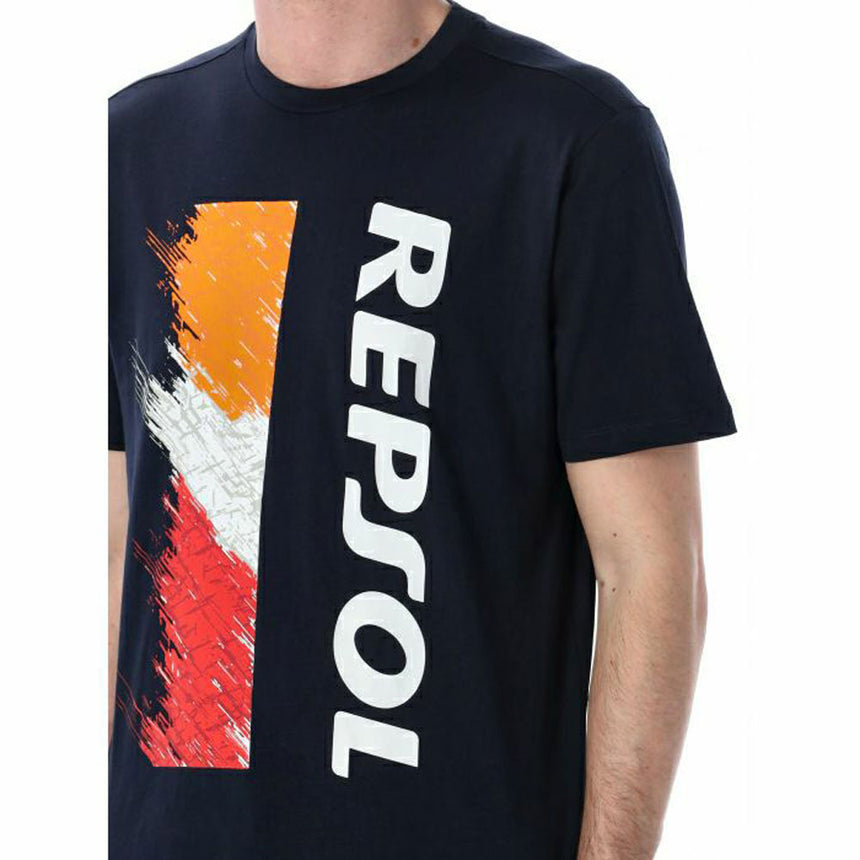 Repsol Racing Navy Large Vertical Print Tee Shirt