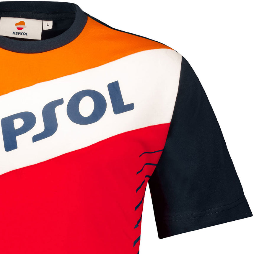 Repsol Racing Original On White Insert Multicolour Front Print Tee Shirt