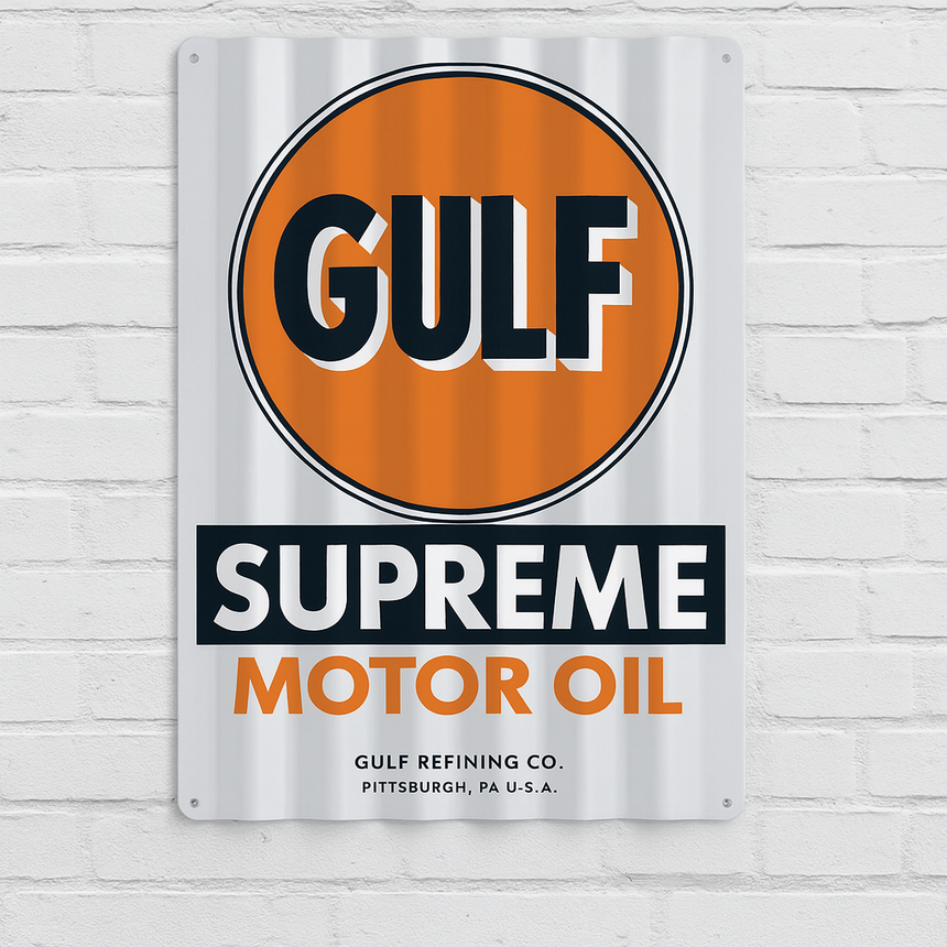 Gulf Supreme Motor Oil 46cm x 29.5cm Metal Sign