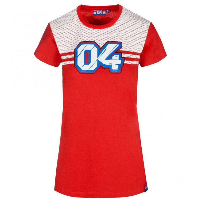 Andrea Dovizioso #04 Red/White Ladies Front Logo T-Shirt