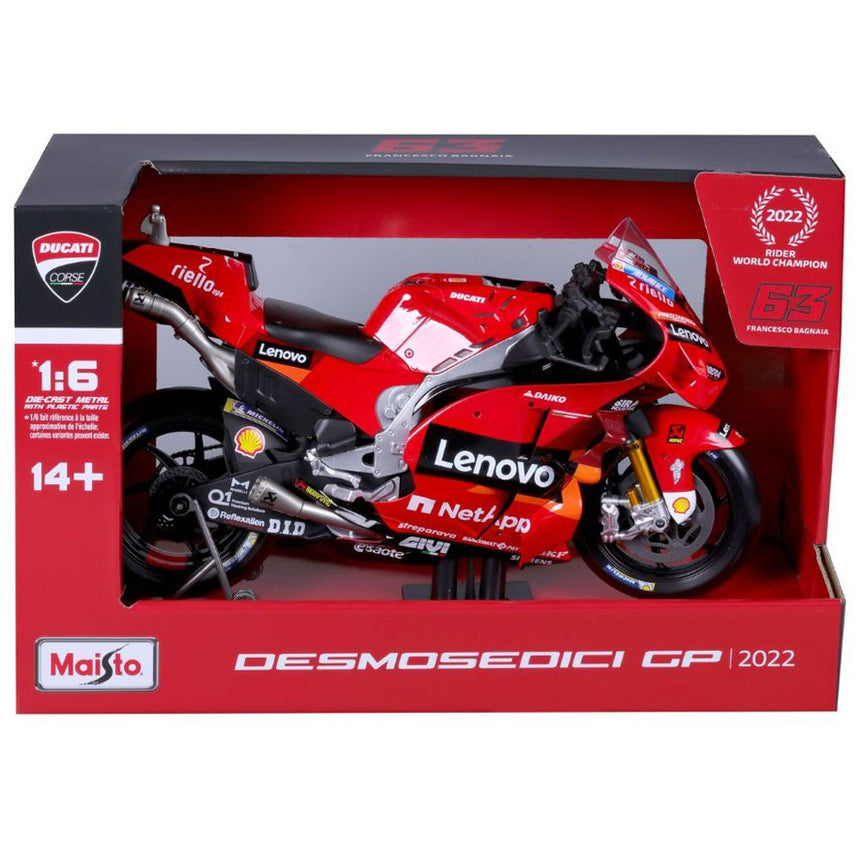 Maisto 1/6 Ducati 2022 Fracesco Bagnaia #63 Model Bike