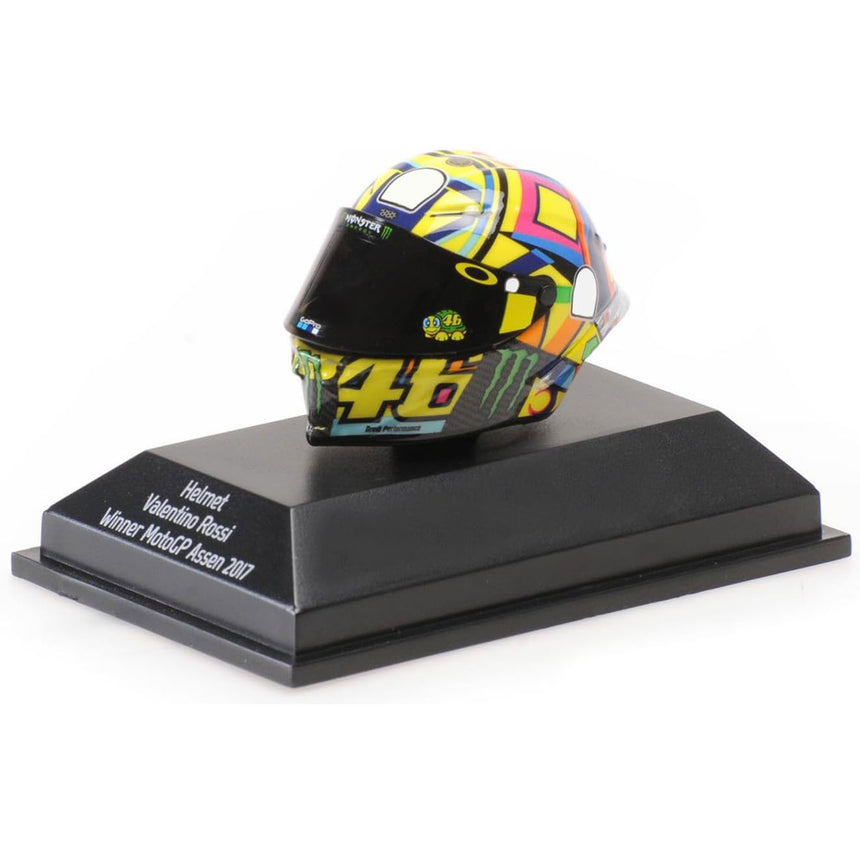 Minichamps 1/8 Scale 2017 Assen Moto GP Winner Valentino Rossi AGV Mini Helmet