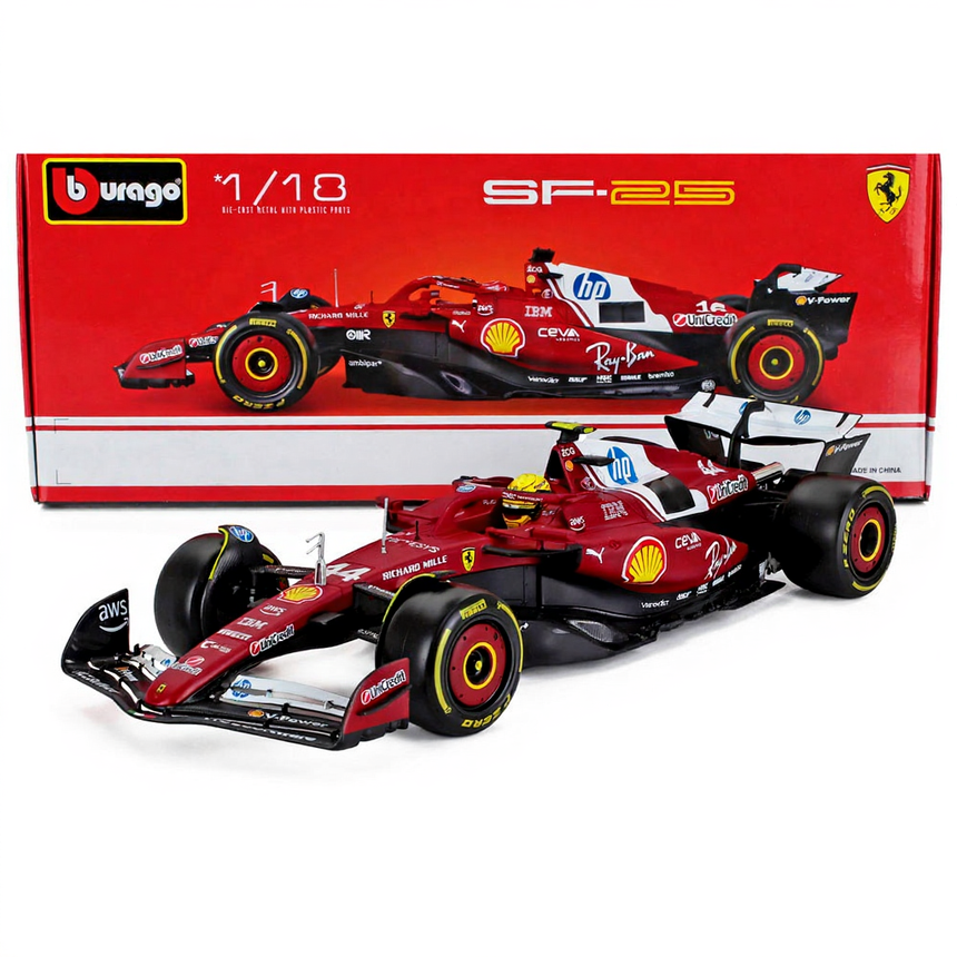 Bburago 1:18 Scuderia Ferrari F1 Team SF25 Lewis Hamilton Diecast Model Car