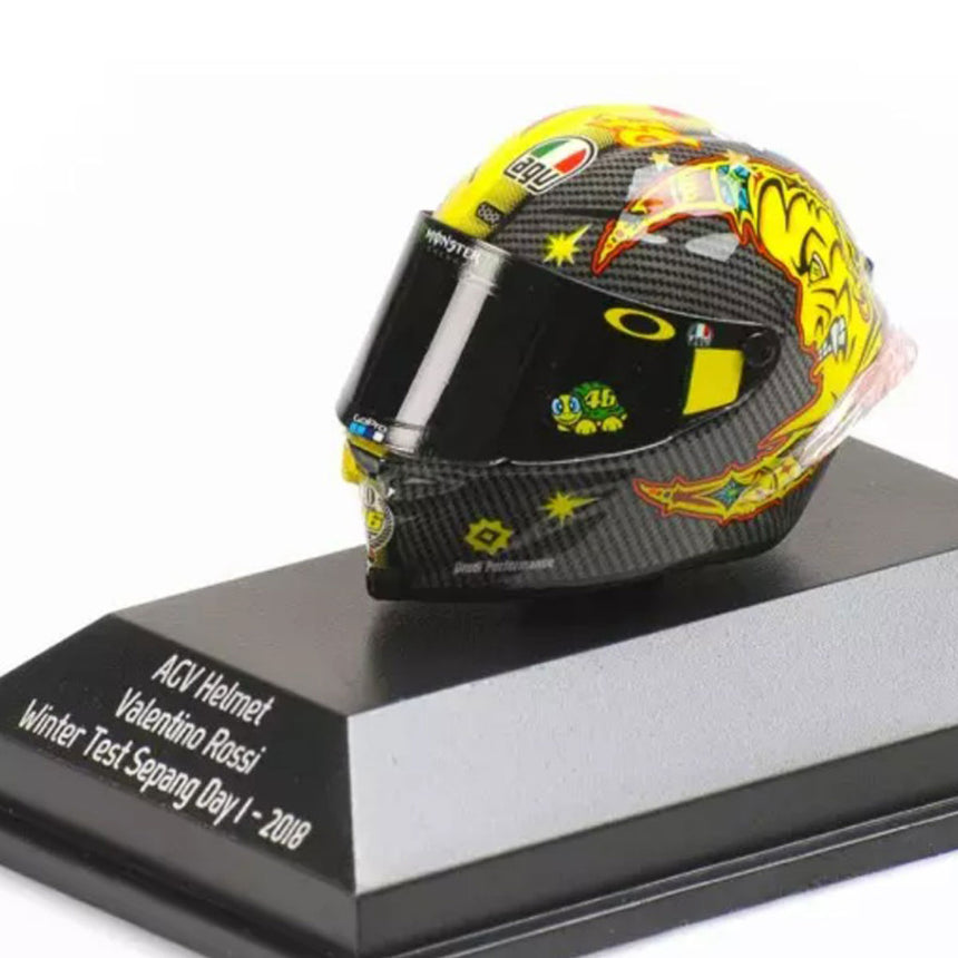 Minichamps 1/8 Scale 2019 Winter Test Sepang Day 1 Moto GP Valentino Rossi AGV Mini Helmet