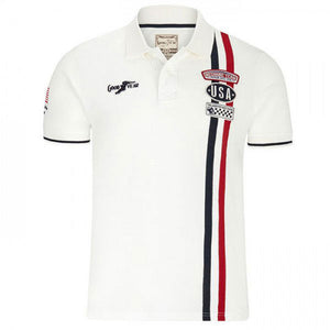 Goodyear Racing White Retro Las Vegas Polo Tee Shirt