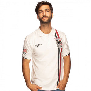 Goodyear Racing White Retro Las Vegas Polo Tee Shirt
