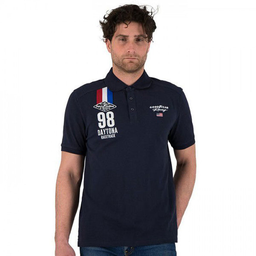 Goodyear Racing Blue Retro Serring Polo Tee Shirt