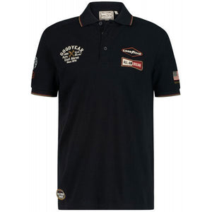 Goodyear Racing Black Retro Watkins Polo Tee Shirt