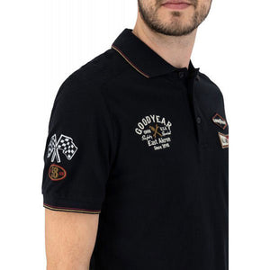 Goodyear Racing Black Retro Watkins Polo Tee Shirt