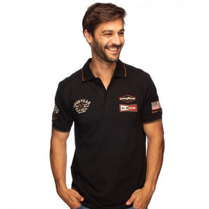 Goodyear Racing Black Retro Watkins Polo Tee Shirt