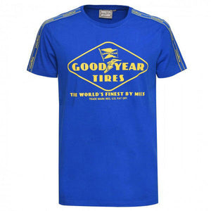 Goodyear Tyres Blue Menlo Park Large Front Print Tee Shirt