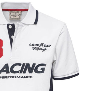 Goodyear Racing White Somerville Retro Polo Tee Shirt