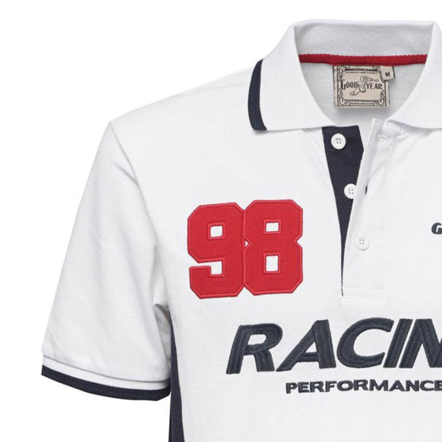 Goodyear Racing White Somerville Retro Polo Tee Shirt