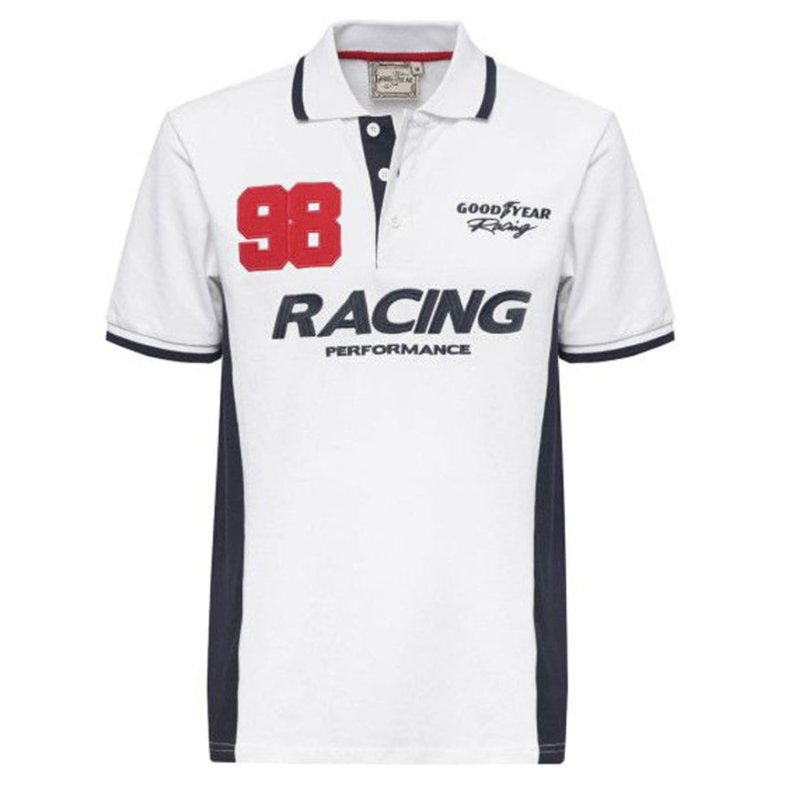 Goodyear Racing White Somerville Retro Polo Tee Shirt