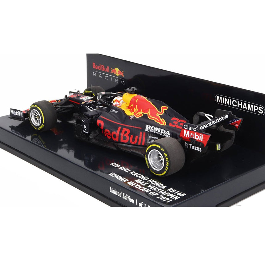 Minichamps 1:43 Scale Red Bull Winner Mexico GP 2021 Max Verstappen 33 Model Car