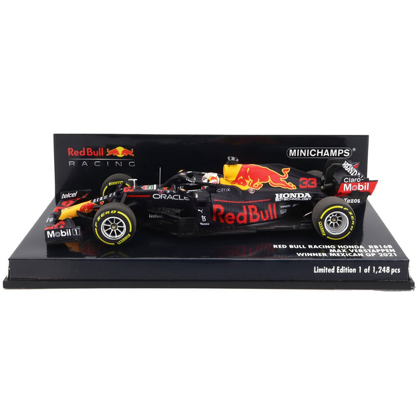 Minichamps 1:43 Scale Red Bull Winner Mexico GP 2021 Max Verstappen 33 Model Car