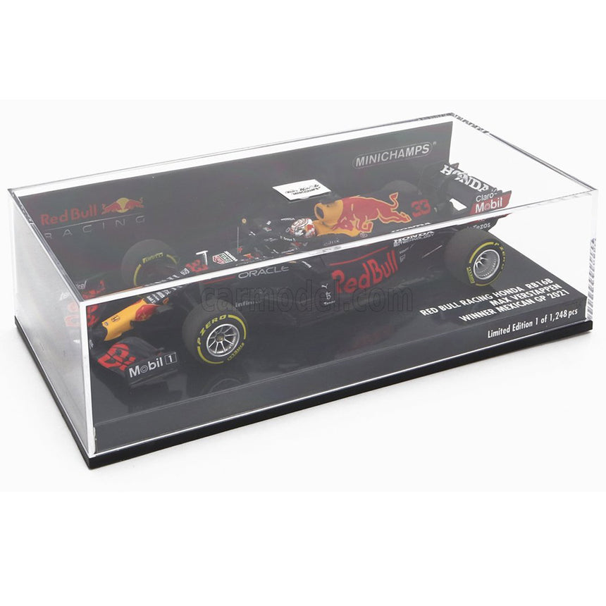Minichamps 1:43 Scale Red Bull Winner Mexico GP 2021 Max Verstappen 33 Model Car