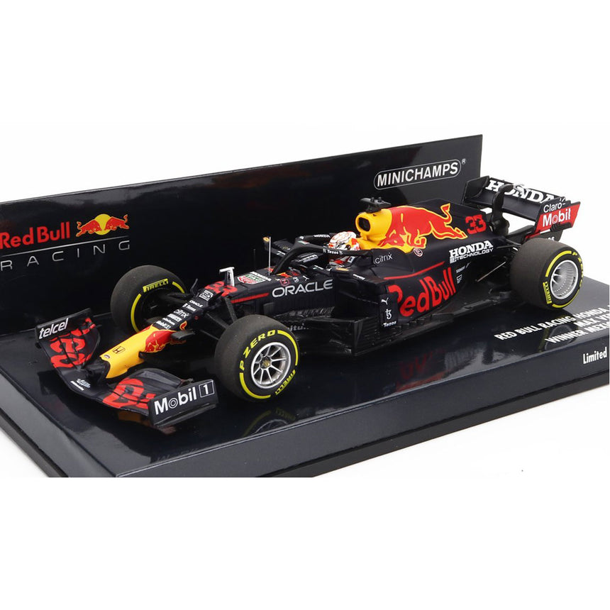 Minichamps 1:43 Scale Red Bull Winner Mexico GP 2021 Max Verstappen 33 Model Car