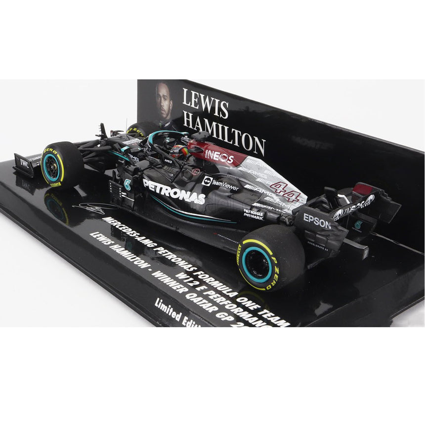 Minichamps 1:43 Mercedes AMG Winner Qatar 2021 GP Lewis Hamilton #44 Model Car