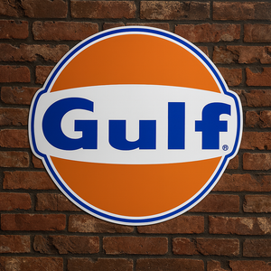 Gulf Logo Medium Size 29cm Circular Metal Tac Sign