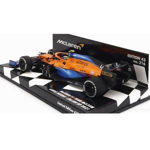 Minichamps 1:43 McLaren MCL35L 2nd Italy 2021 GP Lando Norris #4 Model Car