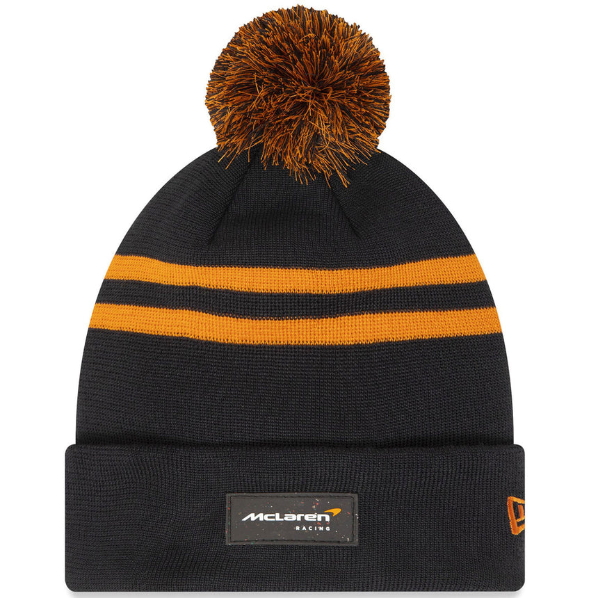 McLaren Bobble Hat Black With Orange Stripe
