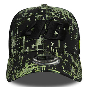 Valentino Rossi VR46 Moto GP New Era Black Glitch Print Trucker Cap