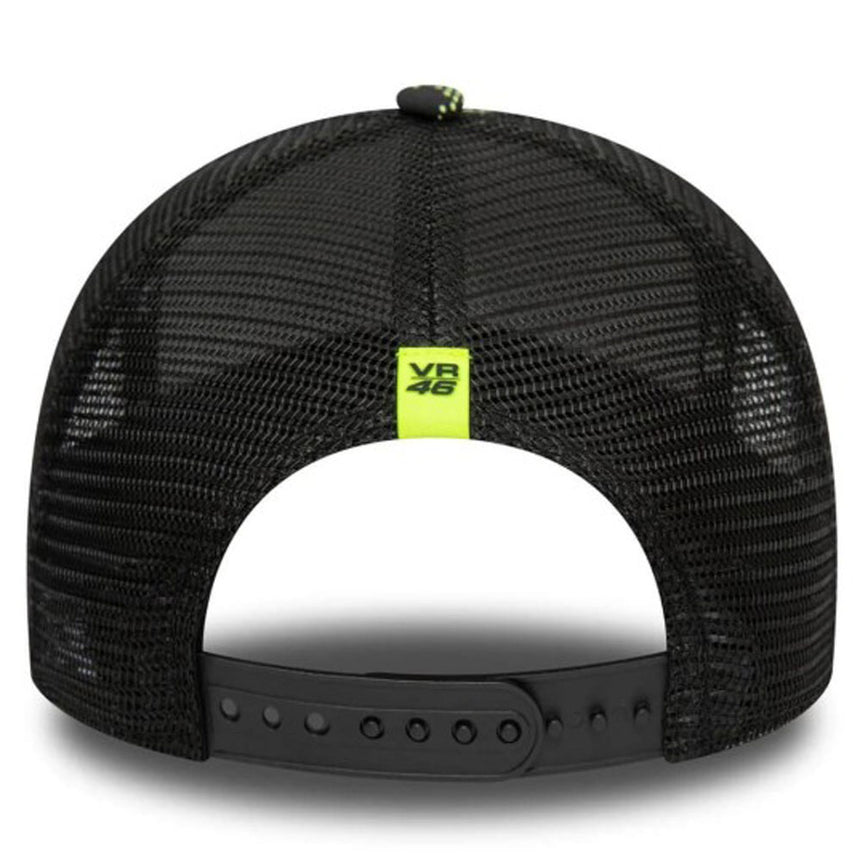 Valentino Rossi VR46 Moto GP New Era Black Glitch Print Trucker Cap