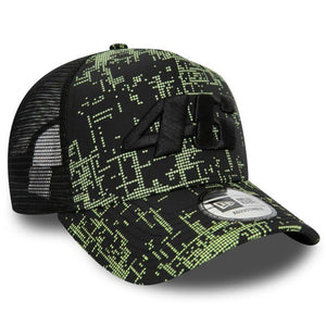 Valentino Rossi VR46 Moto GP New Era Black Glitch Print Trucker Cap