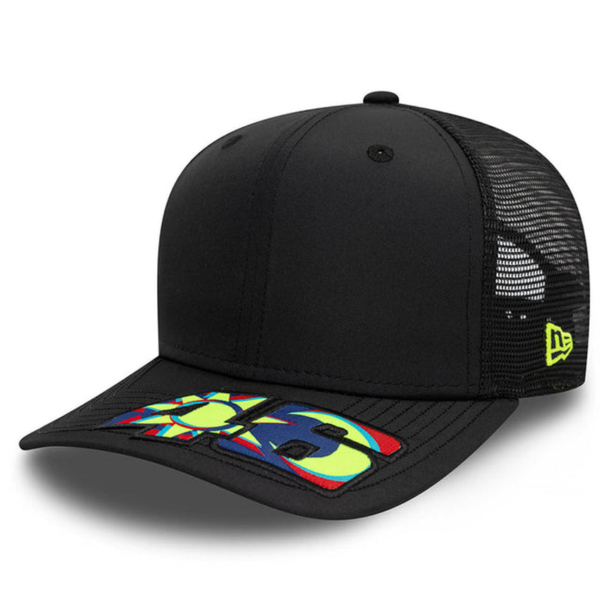 Valentino Rossi VR46 Moto GP New Era Black Moon Sun Brim Trucker Baseball Cap