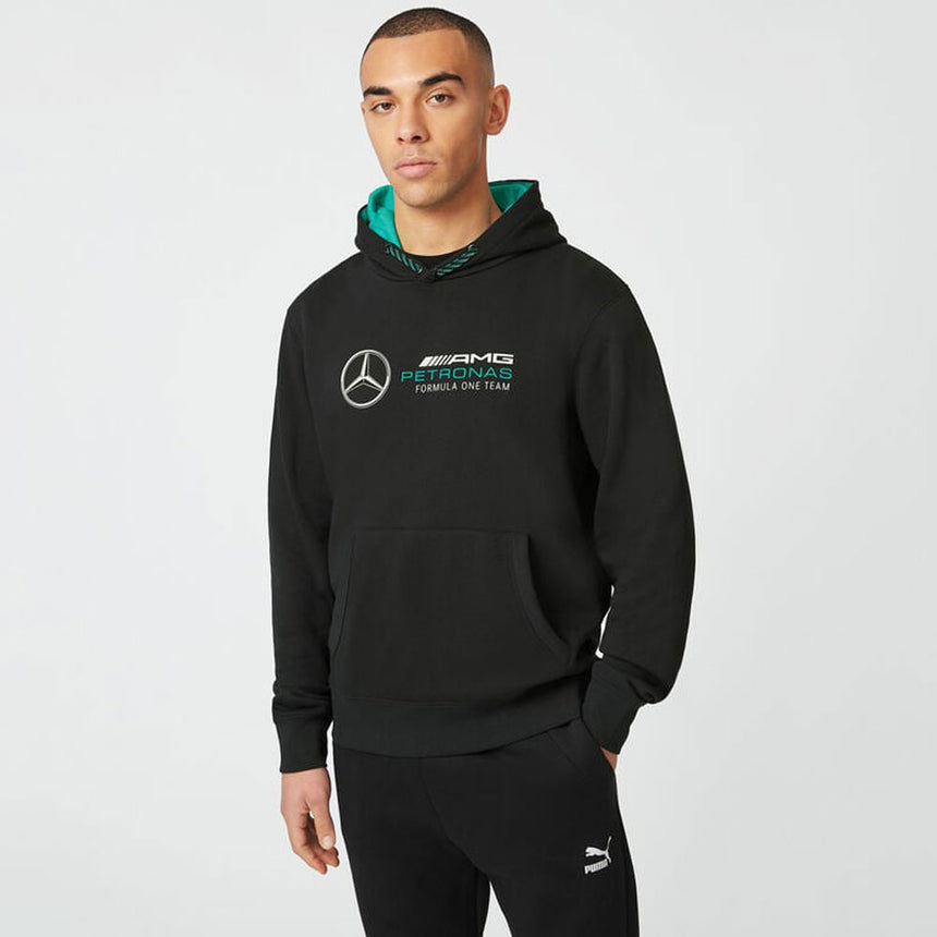 Mercedes AMG Petronas F1 Team Black Front Logo Fanwear Hoodie