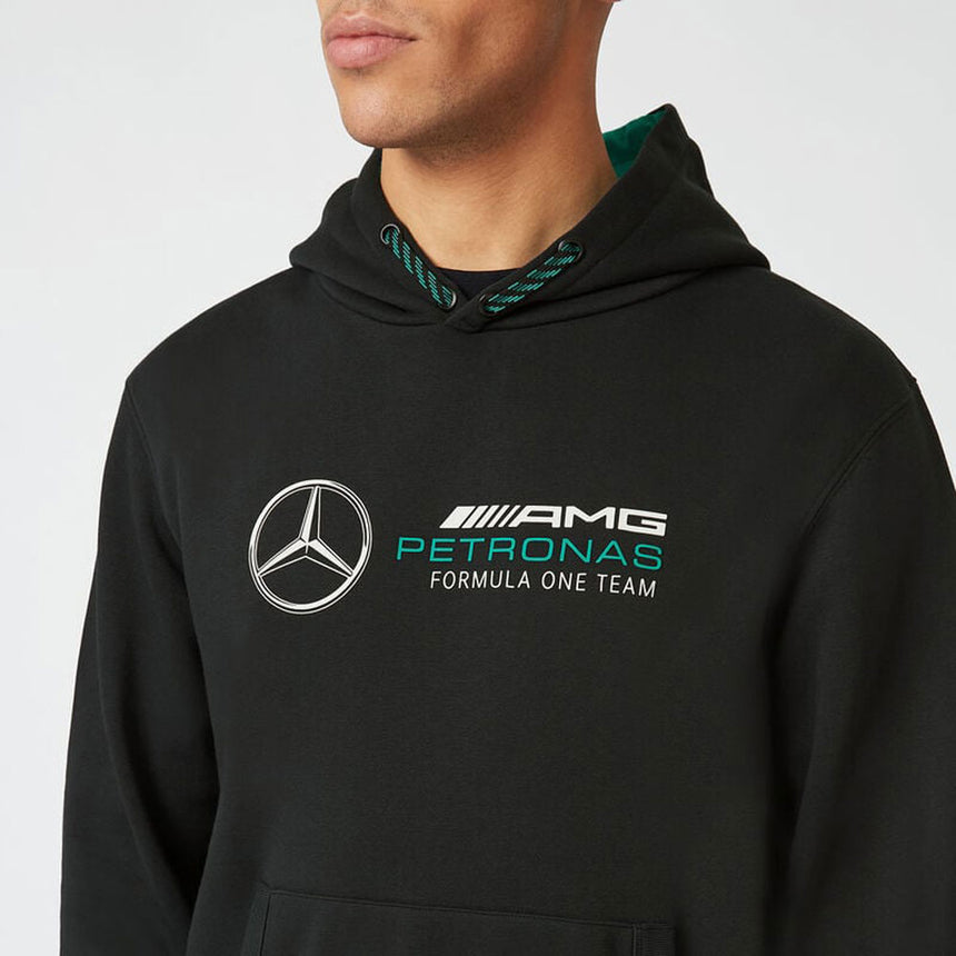 Mercedes AMG Petronas F1 Team Black Front Logo Fanwear Hoodie