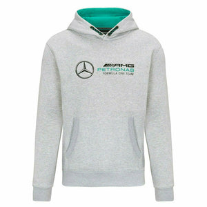 Mercedes AMG Petronas F1 Team Grey Large Logo Fanwear Hoodie