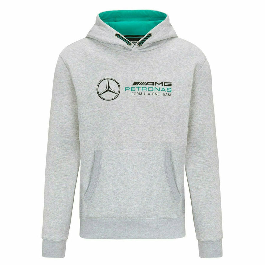 Mercedes AMG Petronas F1 Team Grey Large Logo Fanwear Hoodie