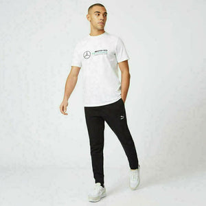 Mercedes AMG Petronas F1 Team White Large Front Logo Fanwear Tee Shirt