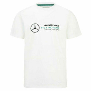 Mercedes AMG Petronas F1 Team White Large Front Logo Fanwear Tee Shirt