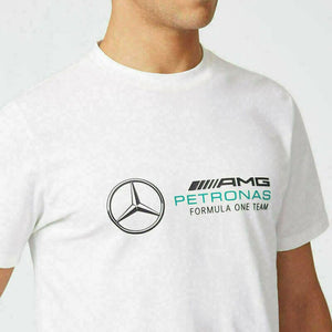Mercedes AMG Petronas F1 Team White Large Front Logo Fanwear Tee Shirt