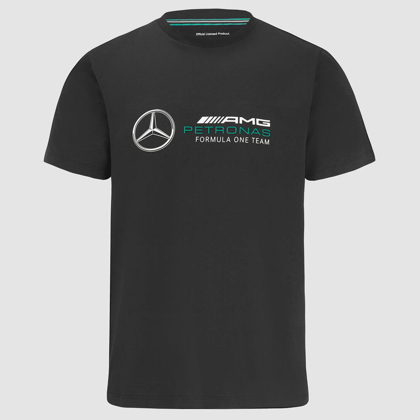 Mercedes AMG Petronas F1 Team Kids Black Large Front Logo Tee Shirt