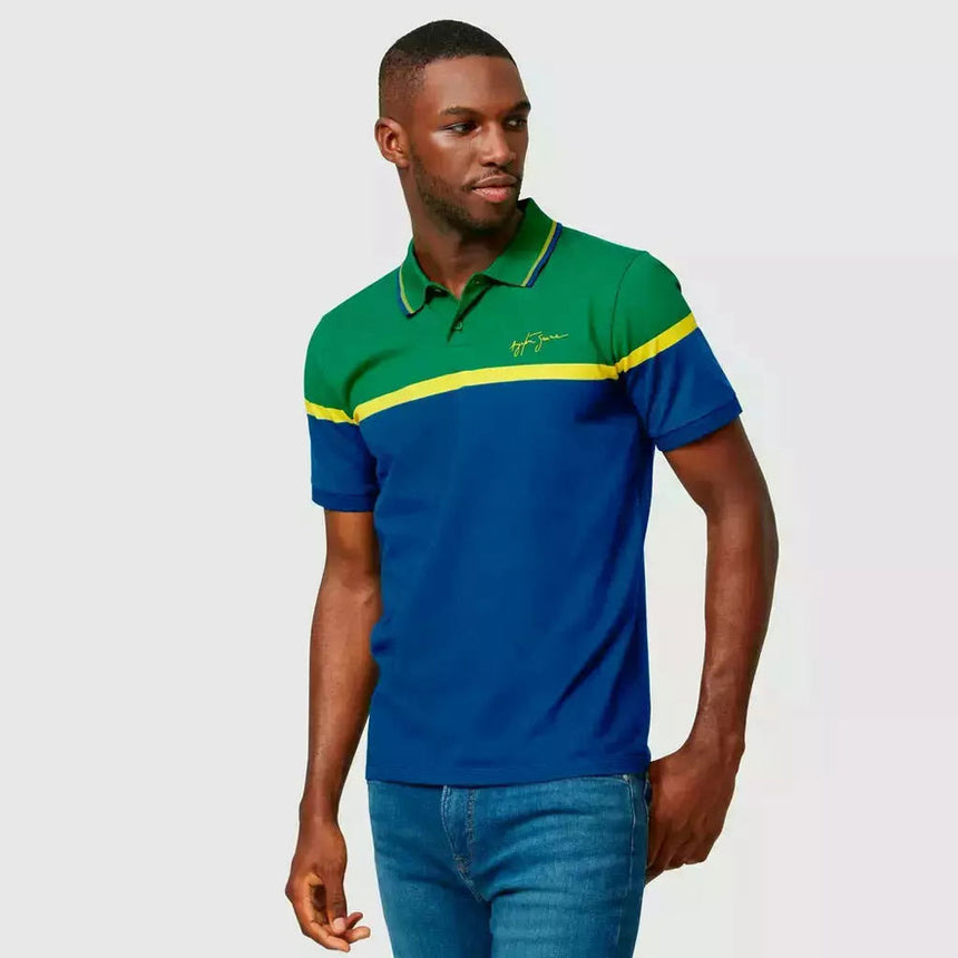 Aytron Senna Fan Wear Mens Stripe Polo Navy
