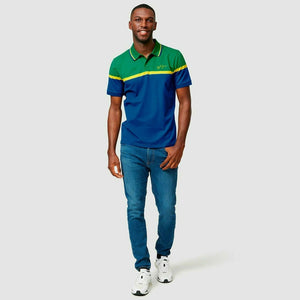 Aytron Senna Fan Wear Mens Stripe Polo Navy