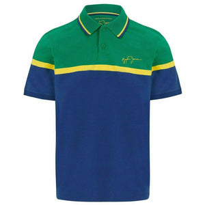 Aytron Senna Fan Wear Mens Stripe Polo Navy